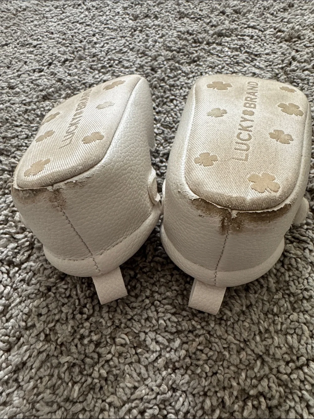 Lucky Brand Baby Girl Scalloped Slippers Size 4 Taupe